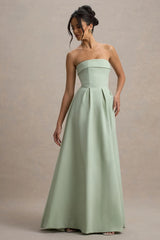 Maddalena | Light Green Bandeau Skater Maxi Dress
