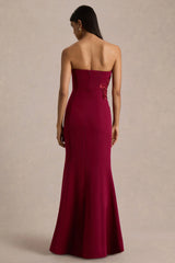 Aylana | Burgundy Bandeau Maxi Dress With Embellishment Detail