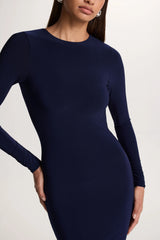 One Step Ahead | Navy Long Sleeve Backless Fishtail Maxi Dress