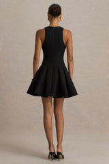 Leilani | Black High-Neck Mini Dress With Ruffling Detail