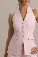 Tecla | Pink Button-Up Tailored Waistcoat
