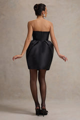 Lovebug | Black Bandeau Mini Dress With Tulip Skirt