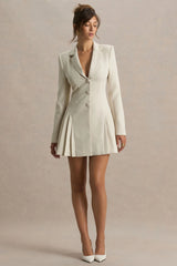 Blossoming | Nude Plunge-Neck Tailored Mini Dress With Pleating