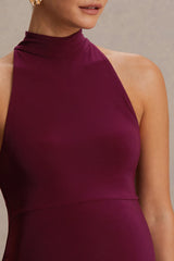 Kaia | Burgundy Halter-Neck Maternity Dress