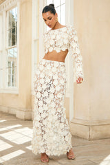 Kingston | Cream Lace Maxi Skirt