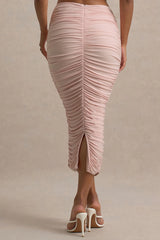Lively | Light Pink Ruched Midi Skirt