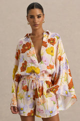 Lolite | Bright Floral Print Long-Sleeve Shirt