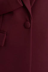Katherine | Burgundy Plunge-Neck Tailored Blazer