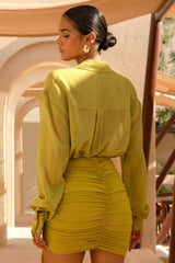 Zinna | Green Plunge-Neck Shirt