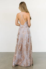 Lucienne Shimmer Maxi Gown | Dusty Lilac + Rose