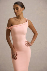 Salome | Pink Twisted Asymmetric Midi Dress