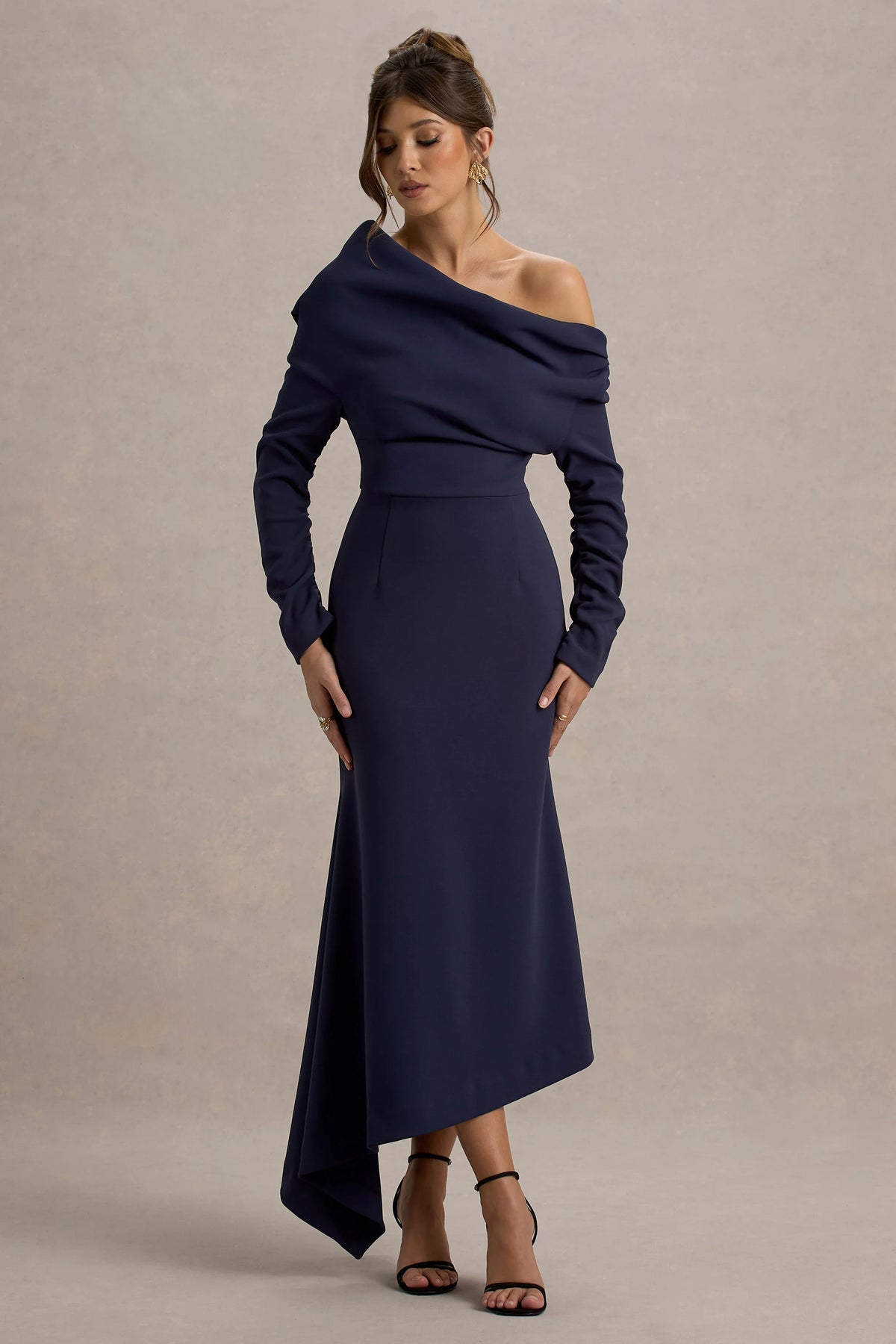 Lou | Navy One-Shoulder Asymmetric Maxi Dress