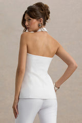 Tecla | White Button-Up Tailored Waistcoat