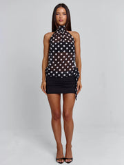 Oriane Mini Dress Black Polka Dot
