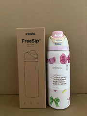 Owala "Girlhood" 32oz Free Sip Limited Edition UO Exclusive Multicolor Pink Bows