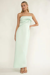 Fleur Sky Strapless Pleat Bust Maxi Dress Mint