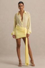 Katelyn | Lemon Ruched Wrap Mini Skirt With Sash