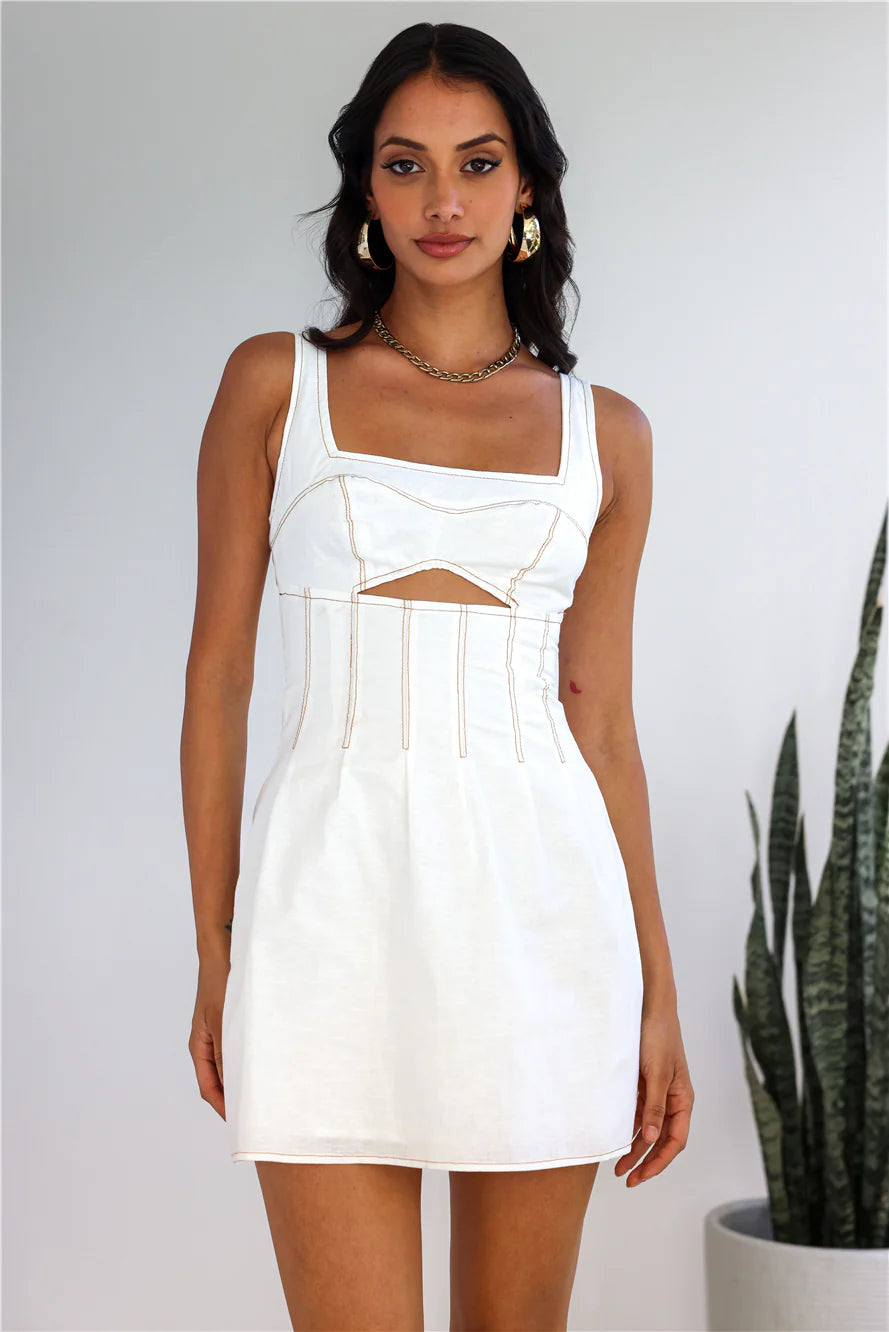Sea Air Linen Blend Mini Dress White