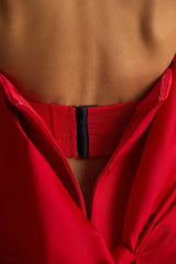 Tindra | Red Bandeau-Neck Mini Dress With Bow Sleeves