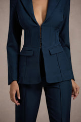 Unbeaten | Navy Fitted Corset Blazer Jacket