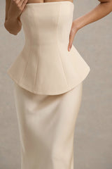 Ohio | Champagne Strapless Corset Maxi Dress