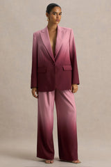 Enya | Cherry Ombre Plunge-Neck Satin Blazer