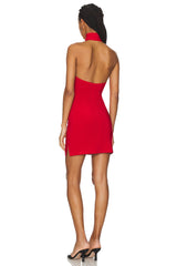 Halter Turtle Side Slit Mini Dress