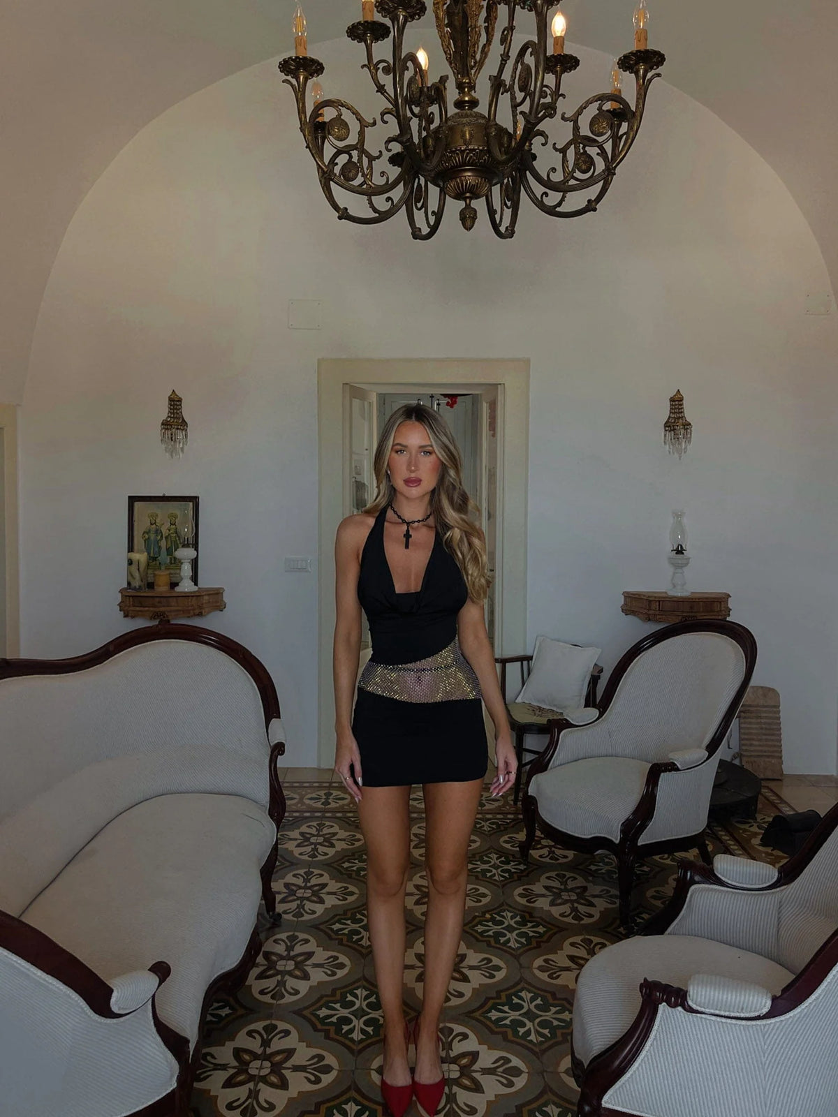 Crimson Mini Dress Black