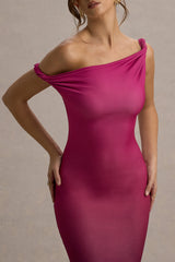 Exotic | Berry Ombre Twisted Asymmetric Maxi Dress