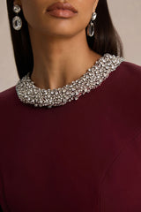 Eletta | Burgundy Embellished High-Neck Mini Dress