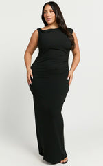 Genie Maxi Dress - Off The Shoulder Dress in Black
