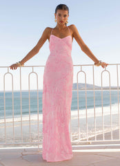Vietta Sequin Cami Maxi Dress - Pink