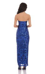 Sequin Pattern Maxi Dress in Royal Blue