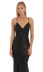 Sequin Mermaid Dress in Black