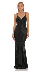Sequin Mermaid Dress in Black